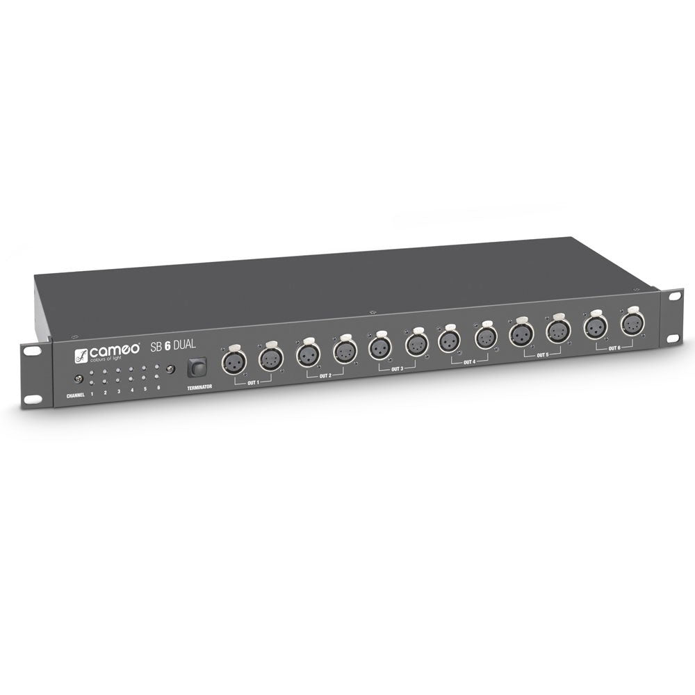 Cameo SB 6 DUAL - 6-KANAALS DMX SPLITTER-BOOSTER (3-PUNTS XLR EN 5-PUNTS XLR)