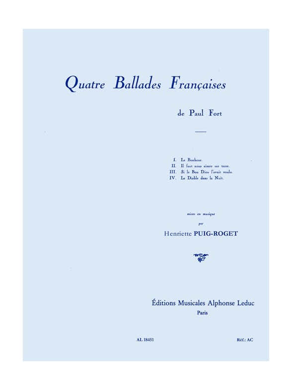 PUIG-roget H. - Quatre Ballades Françaises - Stem en Piano