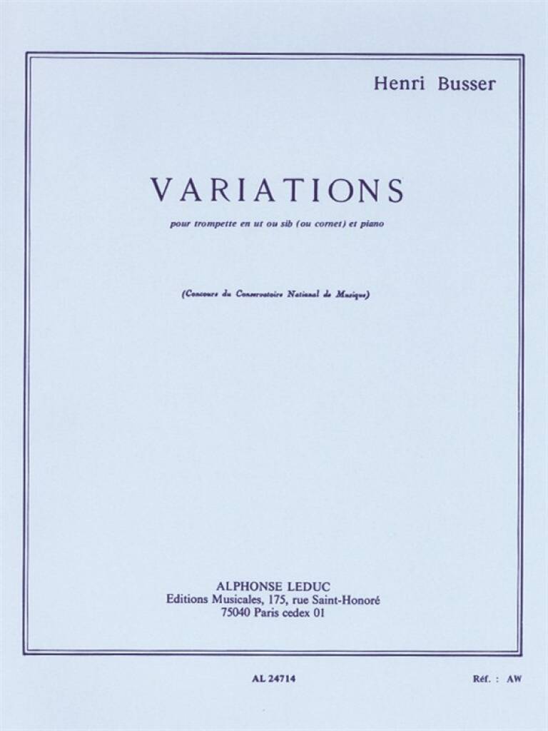 Busser Henri - Variations Op.53 - Trompette & Piano