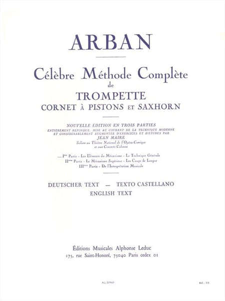 Leduc Arban JEAN-baptiste - Celebre Methode Complete Pour Trompette Volume 1