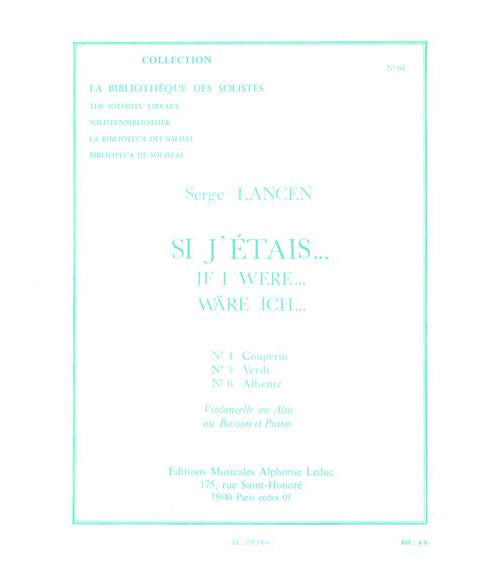 Leduc Lancen Serge - Si J'etais - Violoncelle