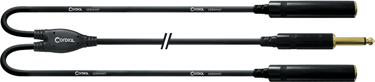 Cordial Y-Kabel Verlengkabel Mono Jack Mannelijk/2 Mono Jack Vrouwelijk 30 CM