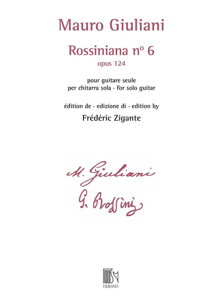 Durand Giuliani - Rossiniana N° 6 (opus 124) - Edition De Frederic Zigante