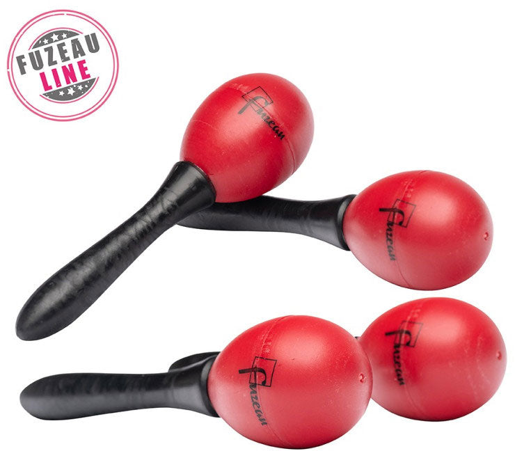 2 paar maracas van rood en zwart plastic met geluid