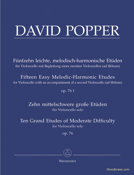 Barenreiter Popper D. - 15 Easy MELODIC-harmonic Etudes Op.76 - Violoncelle