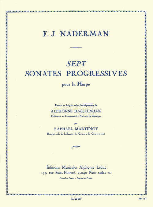Leduc 7 Sonates Progressives Opus 92 pour la Harpe