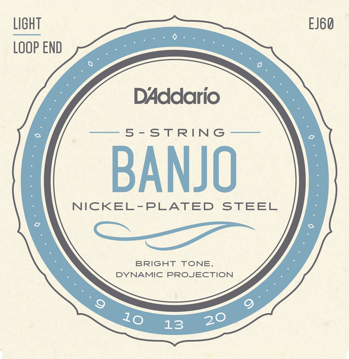 EJ60 5-snarige banjosnaren Nickel licht 9-20