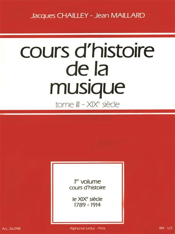 Leduc Cours d'histoire de la musique : Tome 3 vol. 1