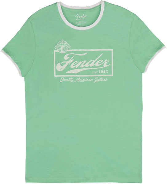Fender Beer Label Men'S Ringer Tee Sea Foam Green/White Xl