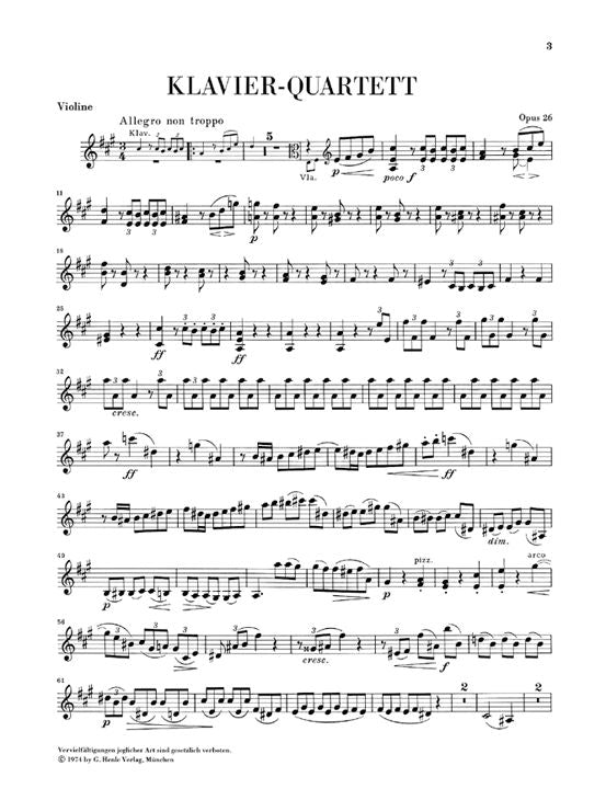 Brahms J. - Piano Quartet A Major Op. 26