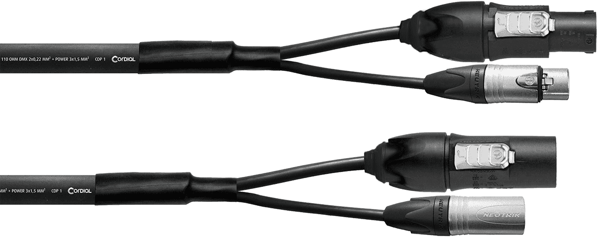 Cordial Hybride Kabel XLR 5 Pins + Powercon 2,5 mm True1 - 1.5M