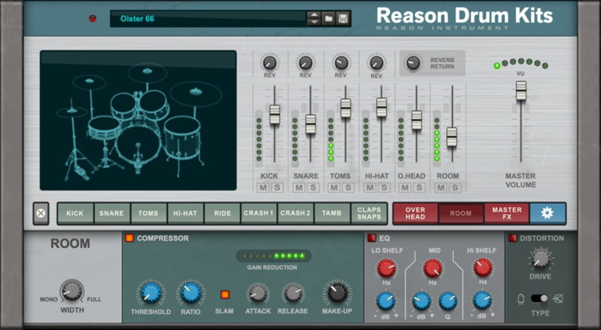 Reason Studios Reason Drumkits Akoestische drumsessie