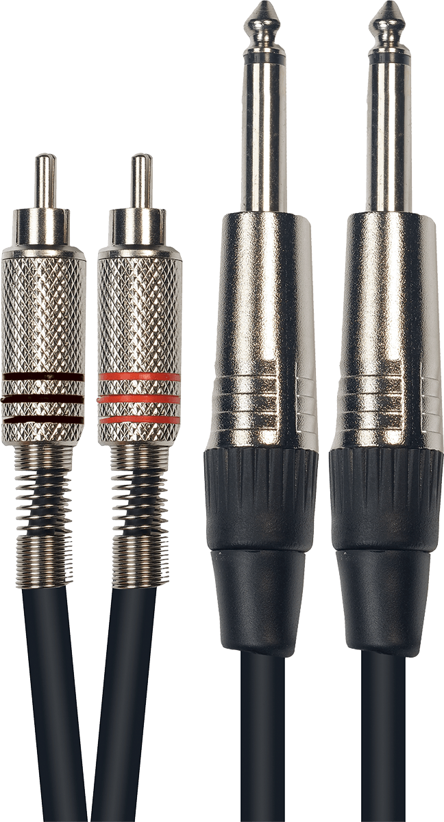 Yellow Cable K03 2 MALE MONO CINCH/ 2 MONO MALE 1/4 PHONE PLUG