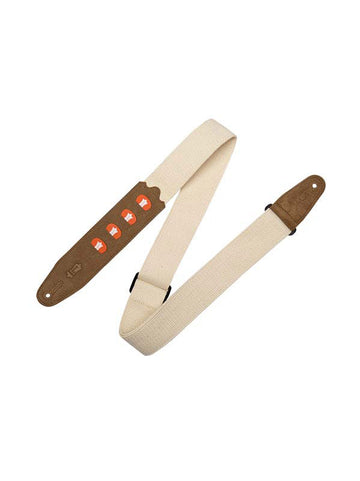 Katoenen riem met 4 plectrumhouders 5 cm - Naturel/Natuurlijk