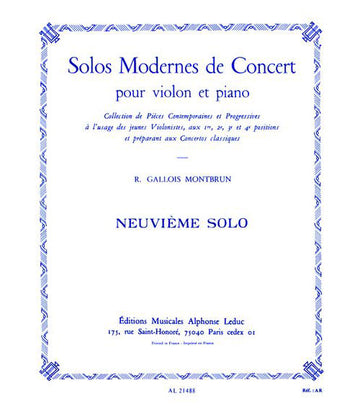 GALLOIS-montbrun Raymond - 9eme Solo De Concert - Violon & Piano