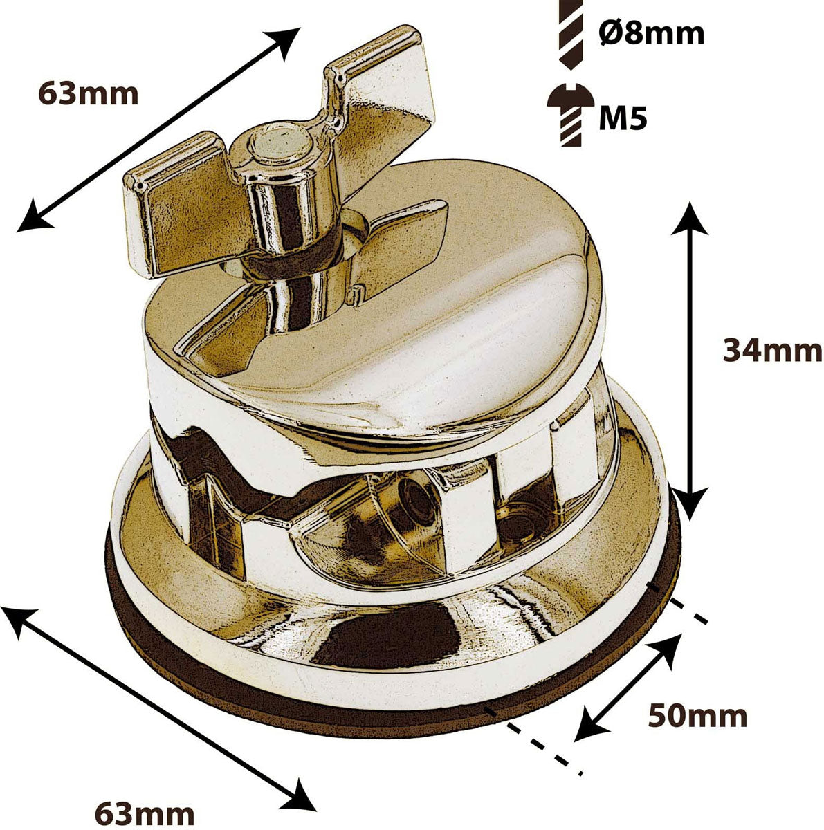 TB10BR - Ronde Deluxe-Tom-spanbeugel / Floortom Goud 50mm (x1)