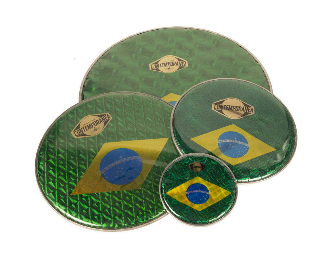 CONTEMPORANEA C-PEB05 HOLOGRAPHIC DRUMHEAD 14'' - BRAZILIAN FLAG