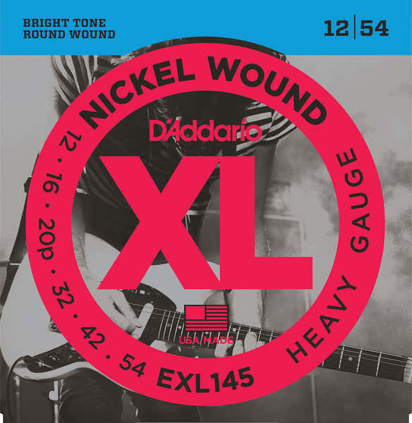 D'ADDARIO EXL145 NICKEL WOUND ELECTRIC GUITAR STRINGS HEAVY 12-54 WITH PLAIN STEEL 3RD