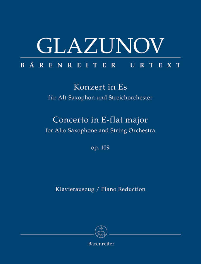 GLAZUNOV A. - CONCERTO FOR ALTO SAXOPHONE OP.109 - SAXOPHONE & PIANO
