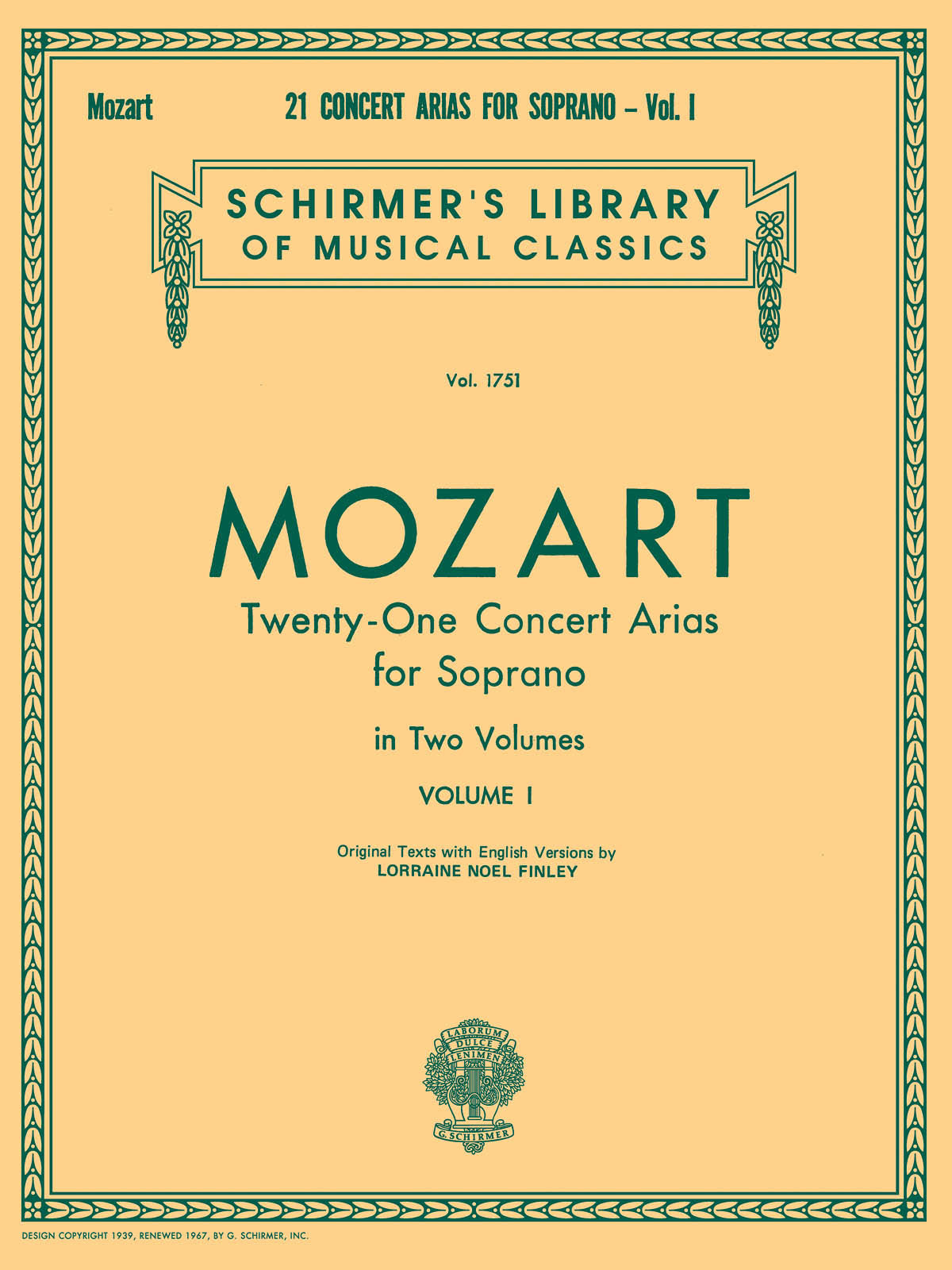 Schirmer 21 Concert Arias for Soprano - Volume I
