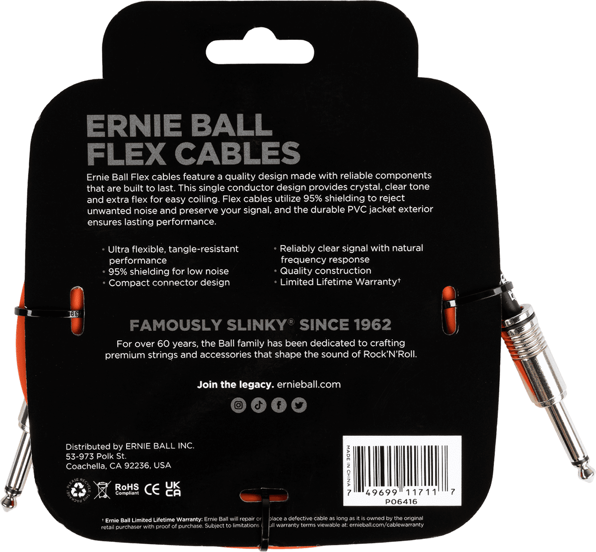 Instrumentkabels Flex Jack/jack 3M Oranje