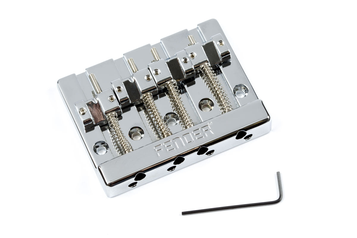 Fender Himass 4-snarige basbrugmontage met messing zadels chroom