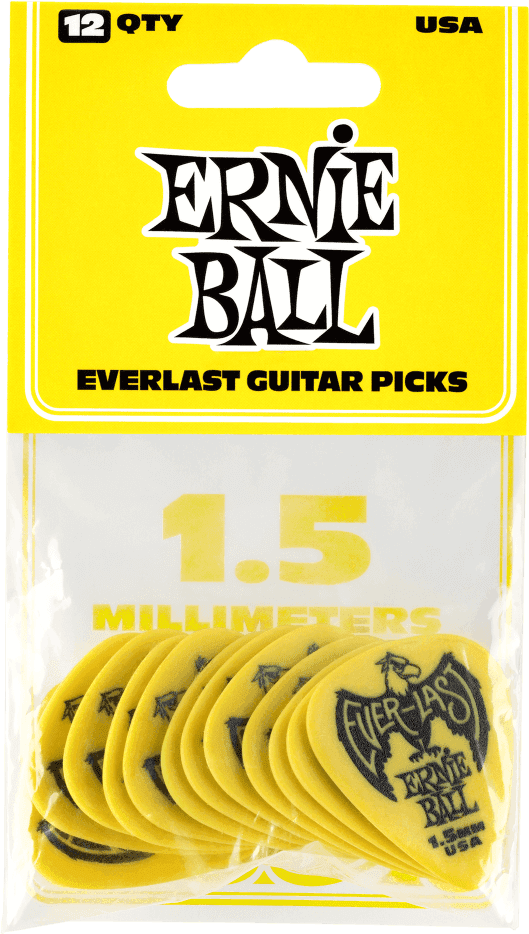 Plectrums Everlast Zakje van 12 Geel 1,5mm