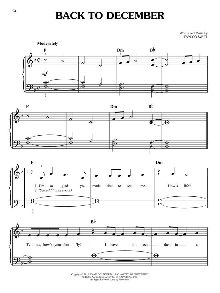 Taylor Swift - Easy Piano Anthology 2ND Edition
