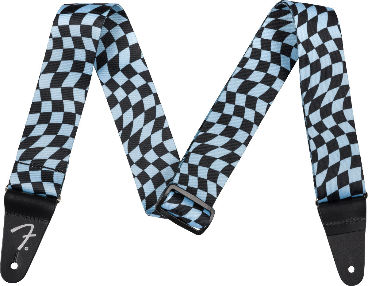 Wavy Checkerboard Polyester Strap Blue