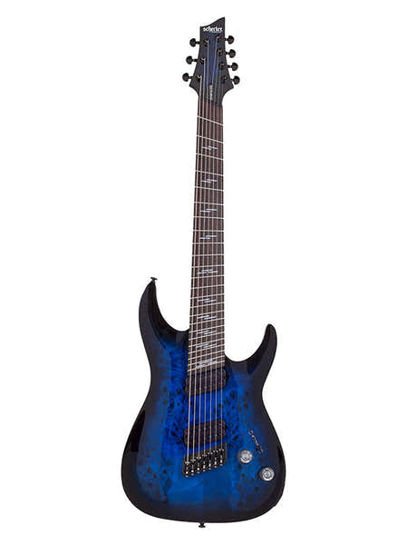 Schecter Omen 7 Ms Elite See Thru Blue Burst