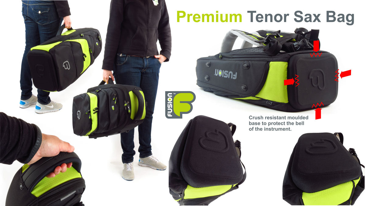 Premium Zwarte/Groene Tenorsaxofoonhoes