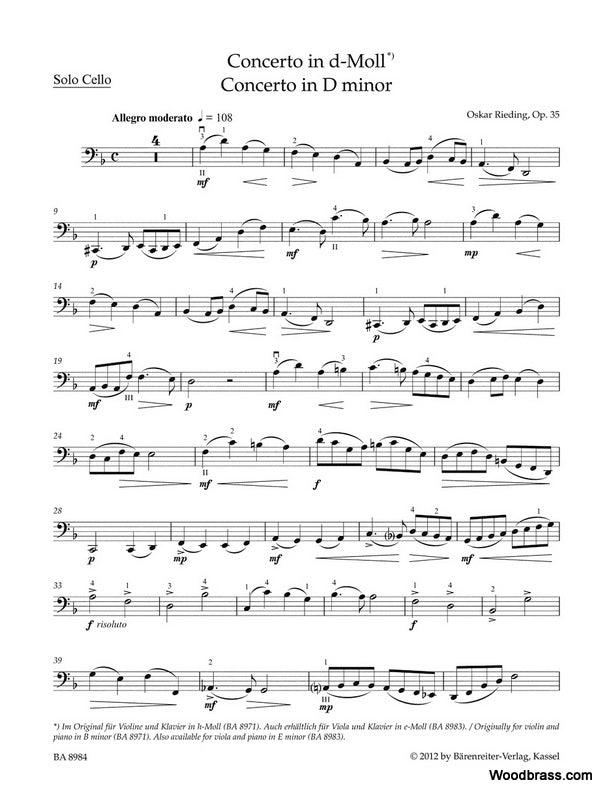 Rieding O. - Concerto In B Minor Op.35 - Violoncelle & Piano