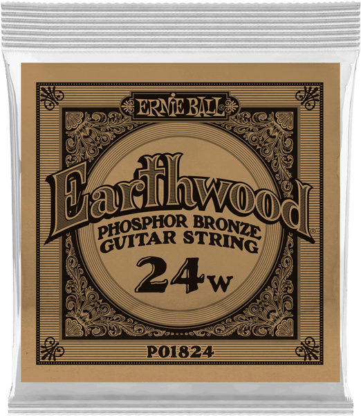 Ernie Ball .024 EARTHWOOD PHOSPHOR BRONZE ACOUSTIC GUITAR STRINGS