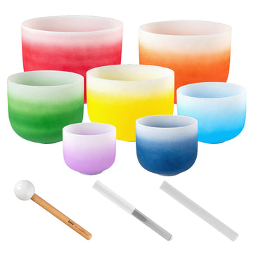 Chakra-set met kristallen klankschalen 432 Hz