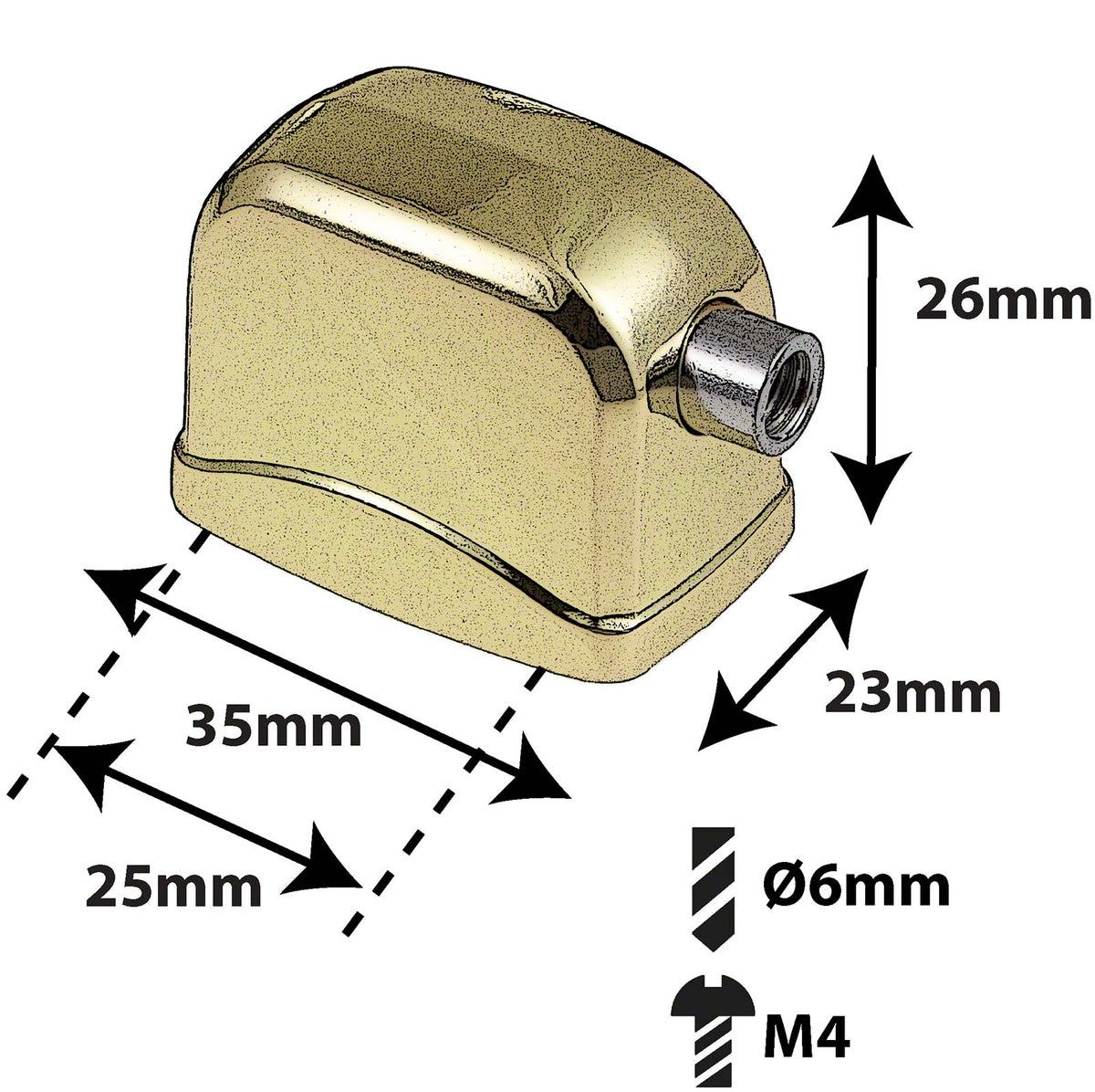 L17BD-BR - Spanblok voor Basdrum - 25mm Goudkleurig (X1)
