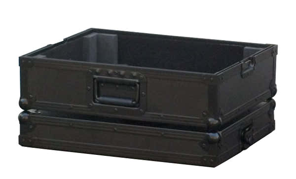 Zwarte flightcase voor platenspeler