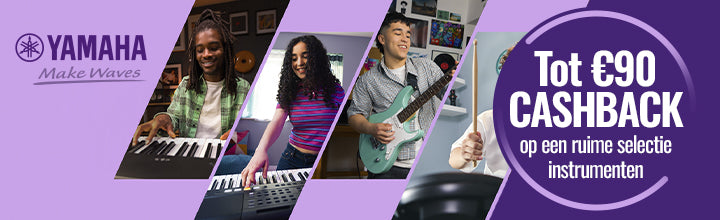 Tous les instruments Yamaha éligibles à l’offre de remboursement : pianos numériques, claviers et guitares. Jusqu’à 90€ de cashback, en stock.