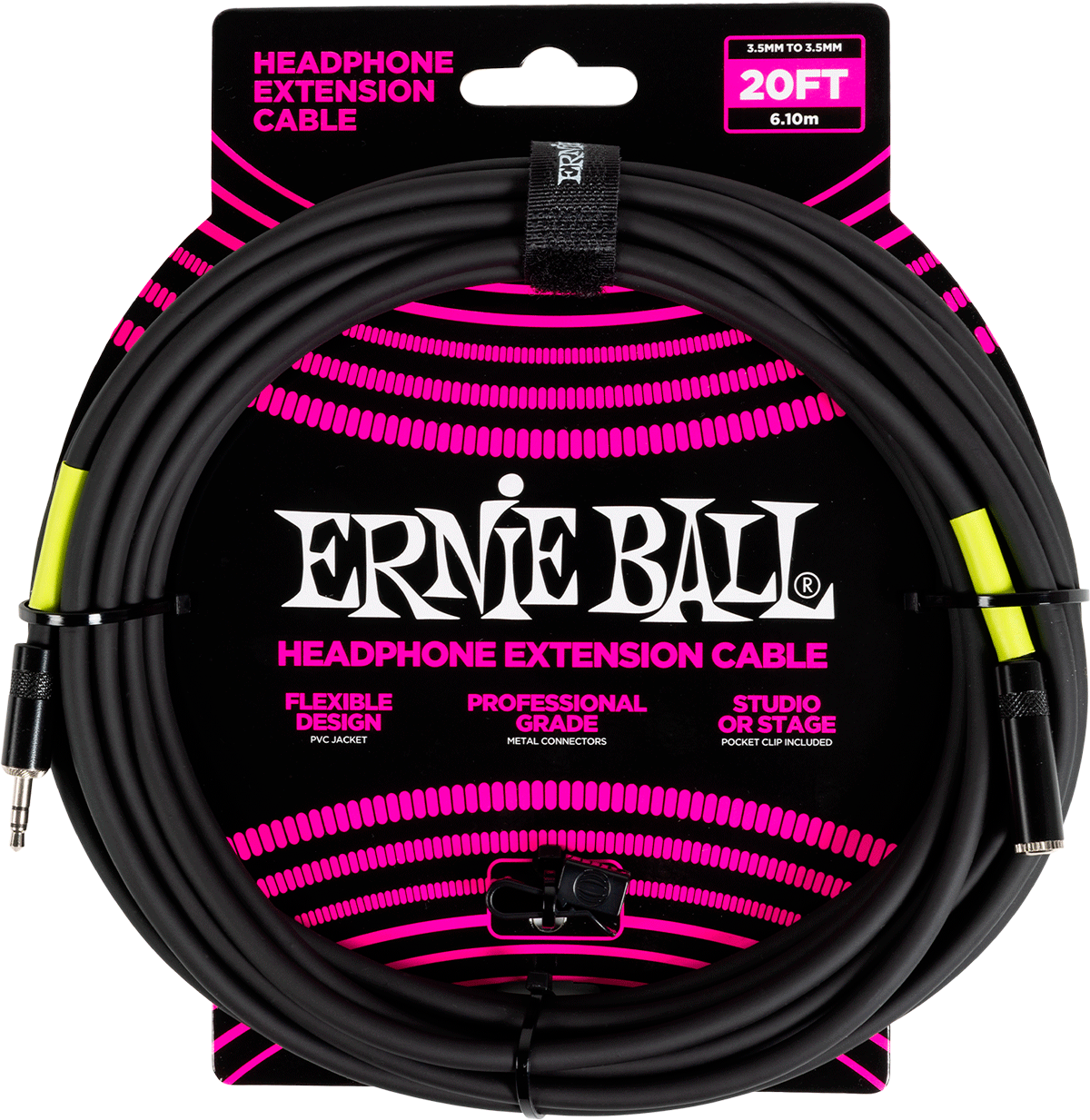 Ernie Ball Effects Stereo Mini-Jack Naar Mini-Jack Verlengkabel 6M Zwart