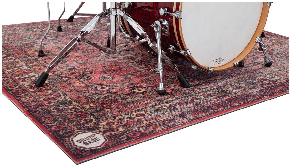 Vrije Ophanging & 27dB Contactgeluidreductie - Drumtapijt 1.85 x 1.65m - Versleten Perzisch Rood