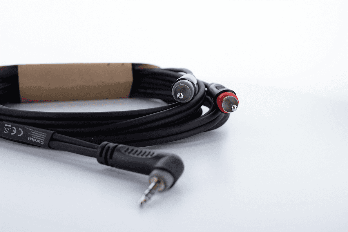 Y-kabel Haakse Stereo-mini-jack / 2 RCA 1 M