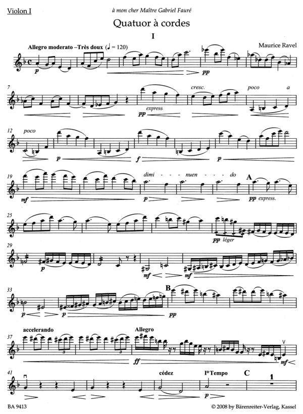 Ravel Maurice - Quatuor A Cordes - Parties Separees