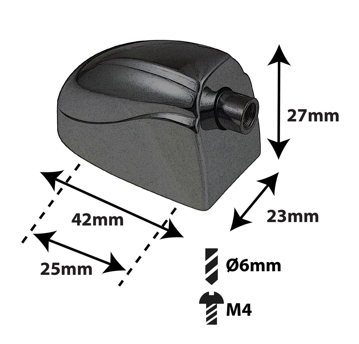 L20BD-BK BASS DRUM LUG BLACK 25MM X1