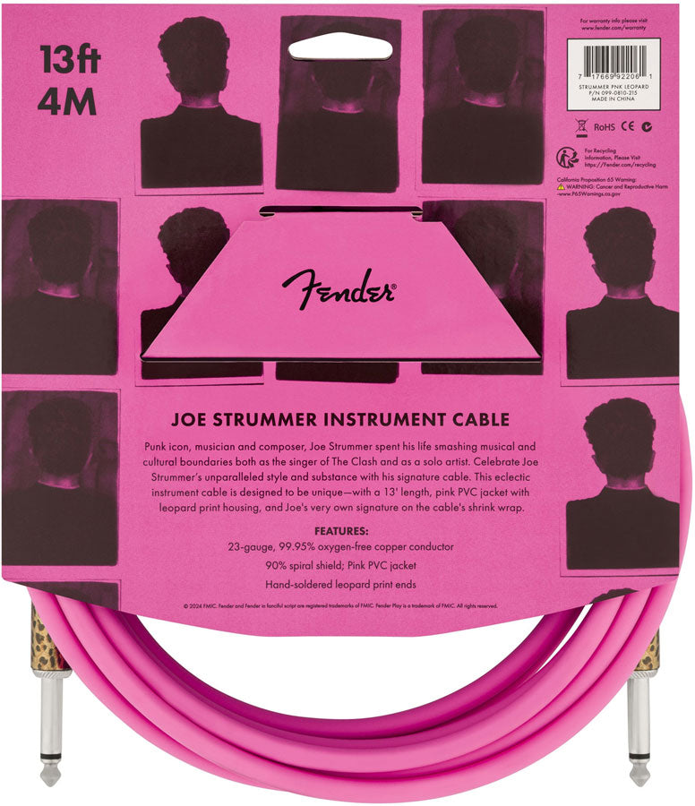JOE STRUMMER 13' INSTRUMENT CABLE PINK LEOPARD