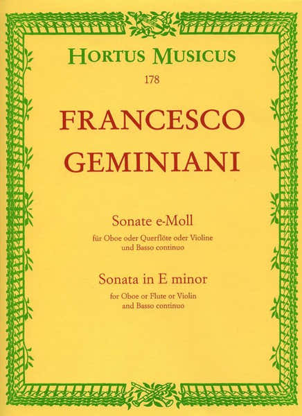 Barenreiter Ani F. - Sonate En Mi Mineur - Hautbois Ou Flute Ou Violon Basse Continue