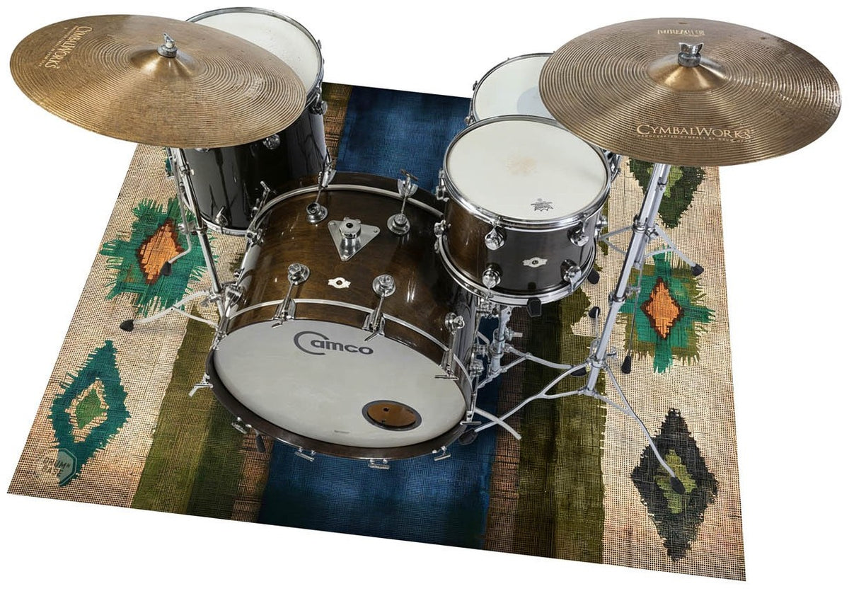 EART185-BLU - Native American Podium- / Drumtapijt 1.85 x 1.60m Antislip - Blauw