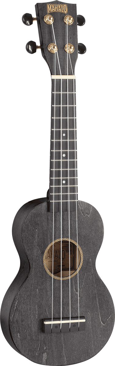 Mahalo Ukelele Sopraan Slim Satijnzwart + Hoes