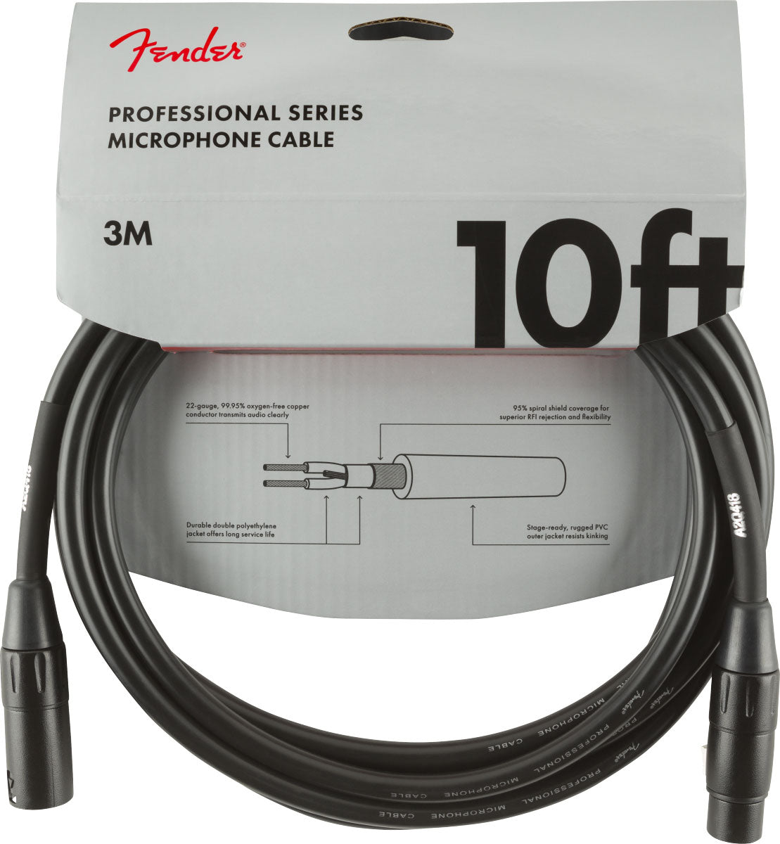PROFESSIONAL MICROPHONE CABLE 10' BLACK