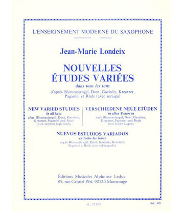 Londeix J.M. - Nouvelles Etudes Variees Dans Tous Les Tons - Saxophone