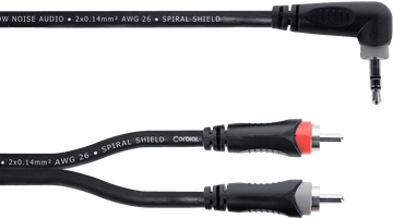 Y-kabel Haakse Stereo-mini-jack / 2 RCA 1,5 M