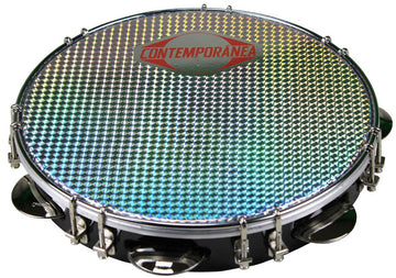 C-PF10-01BS - PANDEIRO 10" BLACK - SKIN SILVER